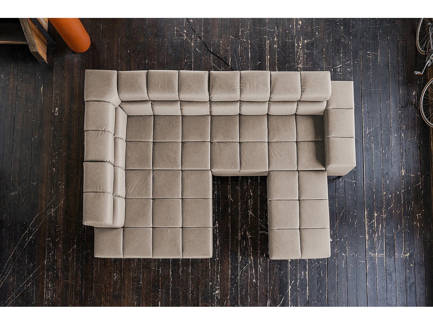 Ecksofa - Grau Leder - NELSON