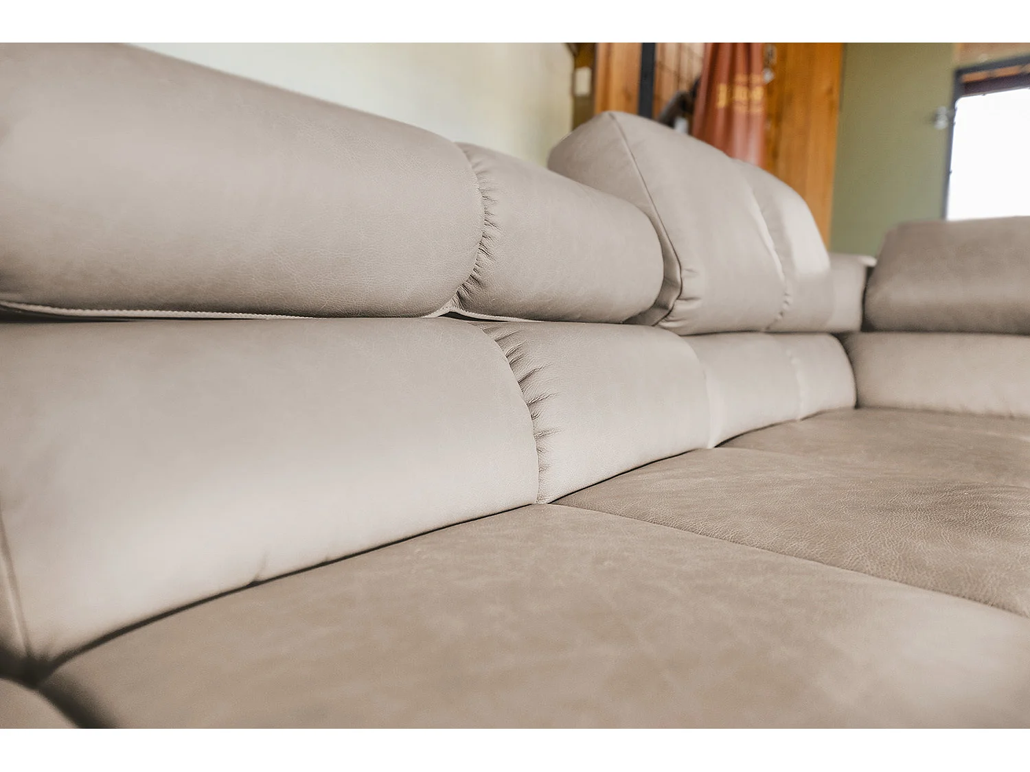 Ecksofa - Grau Leder - NELSON