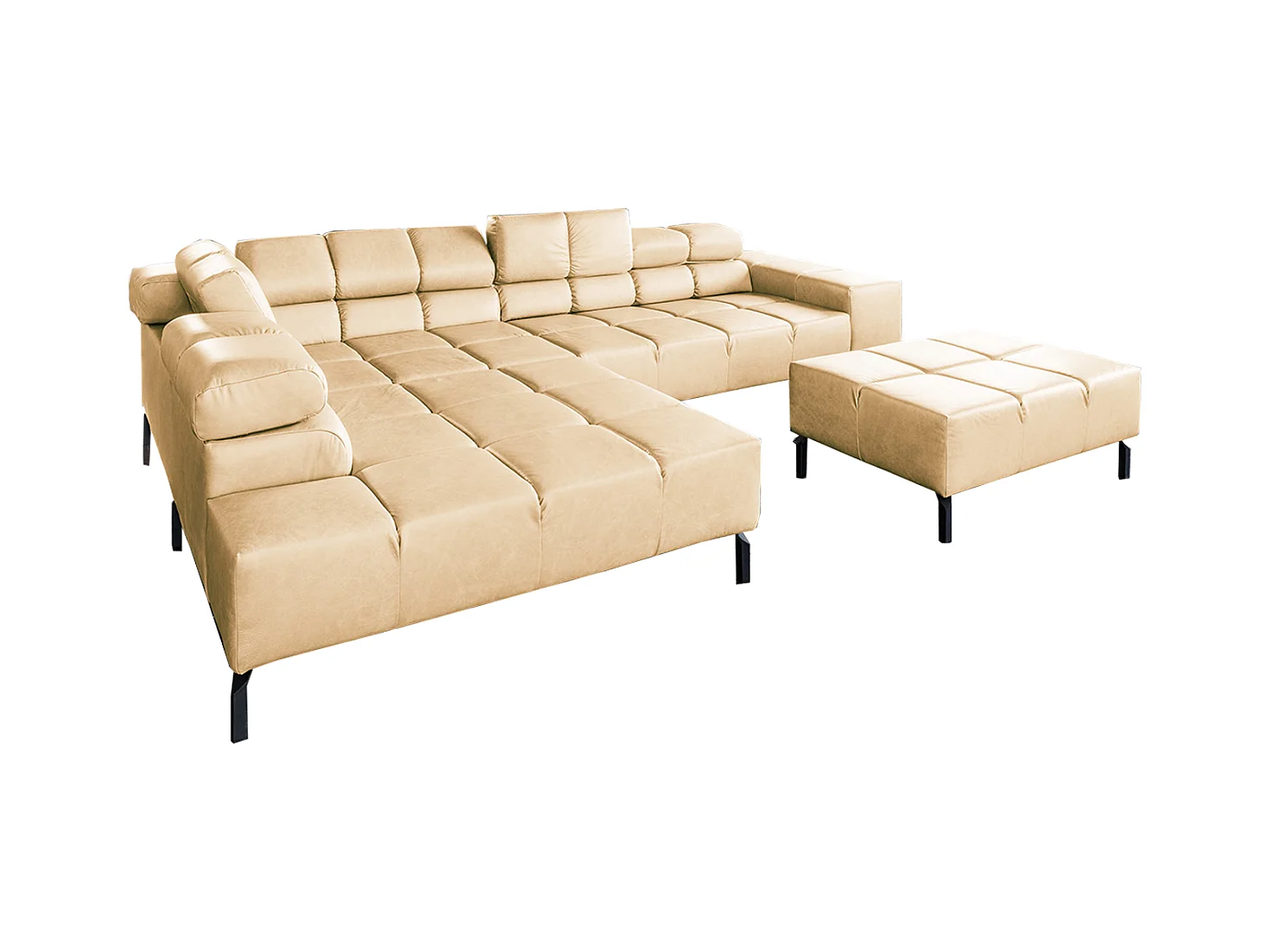 Sofá esquinero - beige piel - NELSON