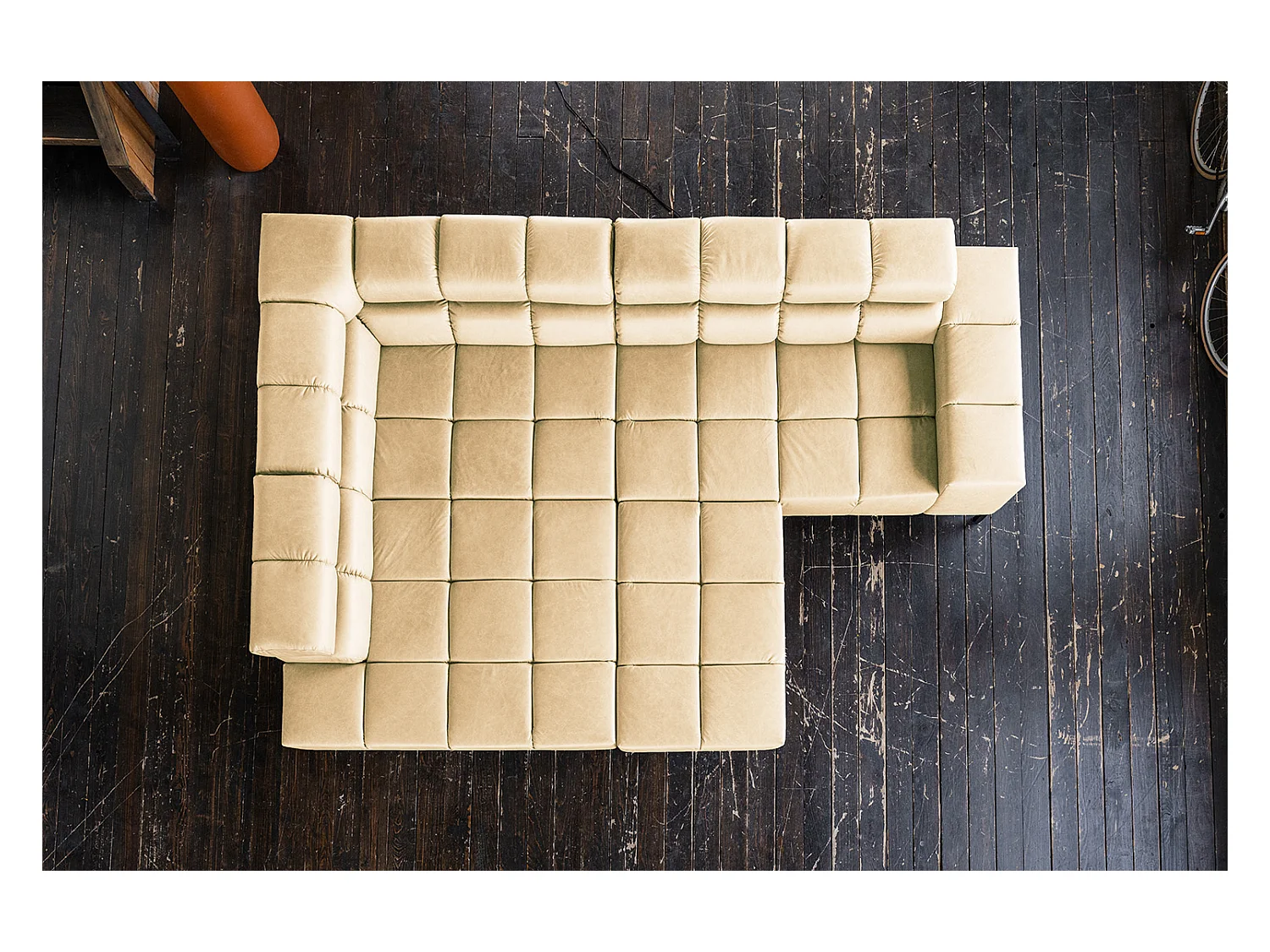 Sofá esquinero - beige piel - NELSON