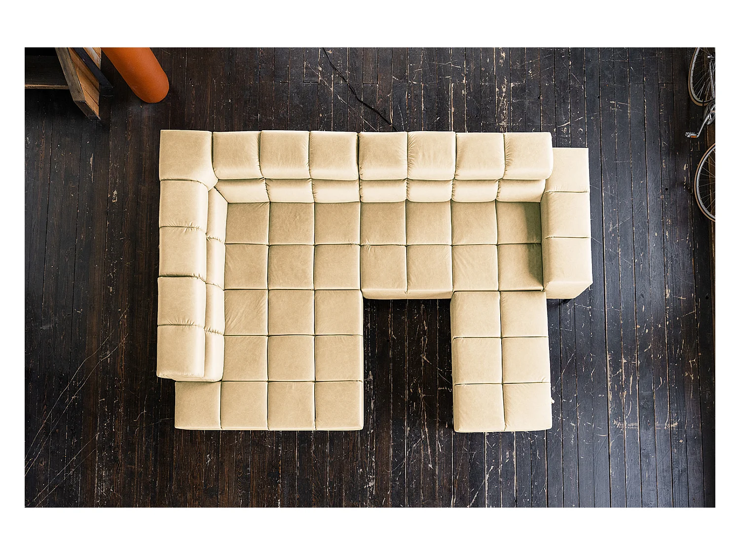 Sofá esquinero - beige piel - NELSON