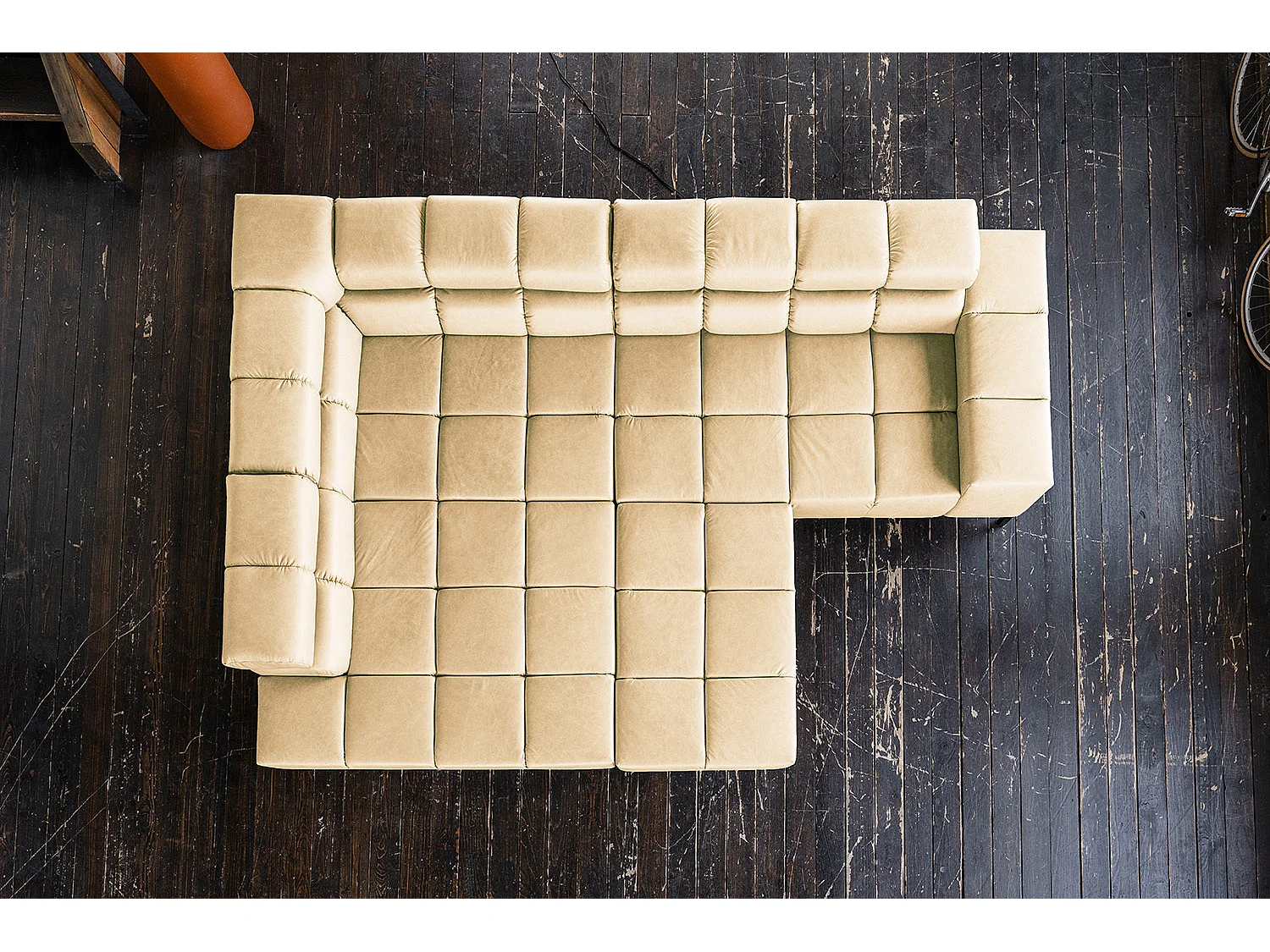 Ecksofa - Beige Leder - NELSON