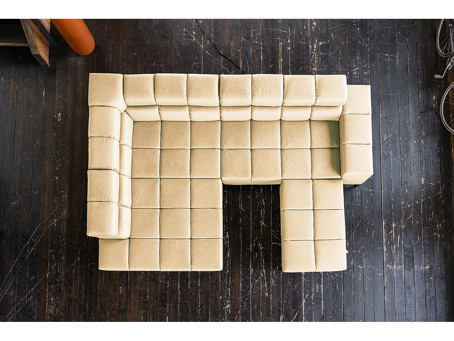 Ecksofa - Beige Leder - NELSON