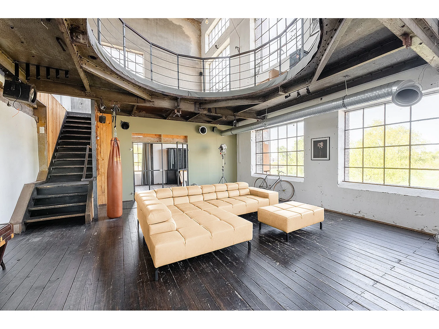 Canapé d'angle - beige cuir - NELSON