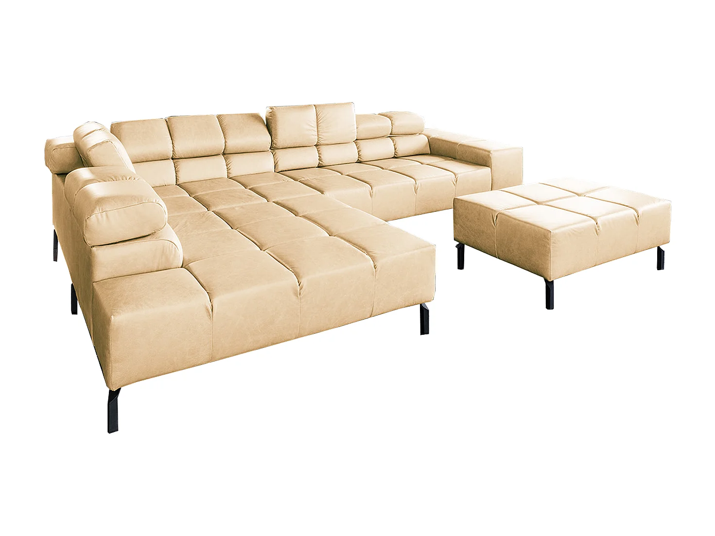 Canapé d'angle - beige cuir - NELSON