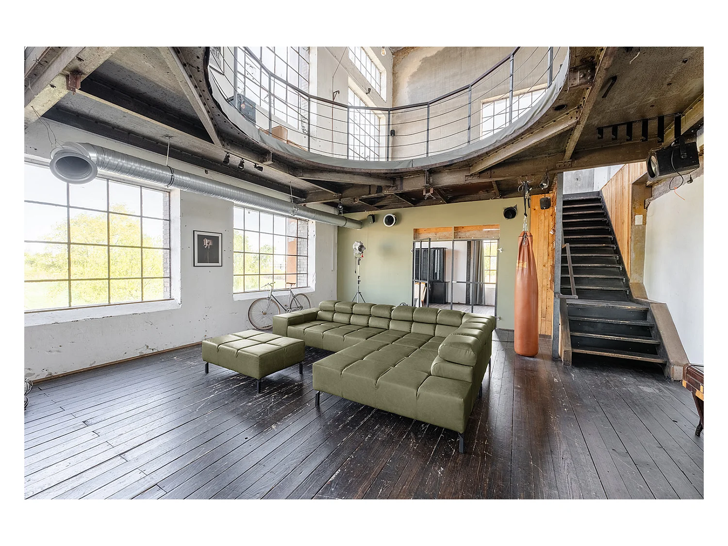 Hoekbank - Groen Leer - NELSON