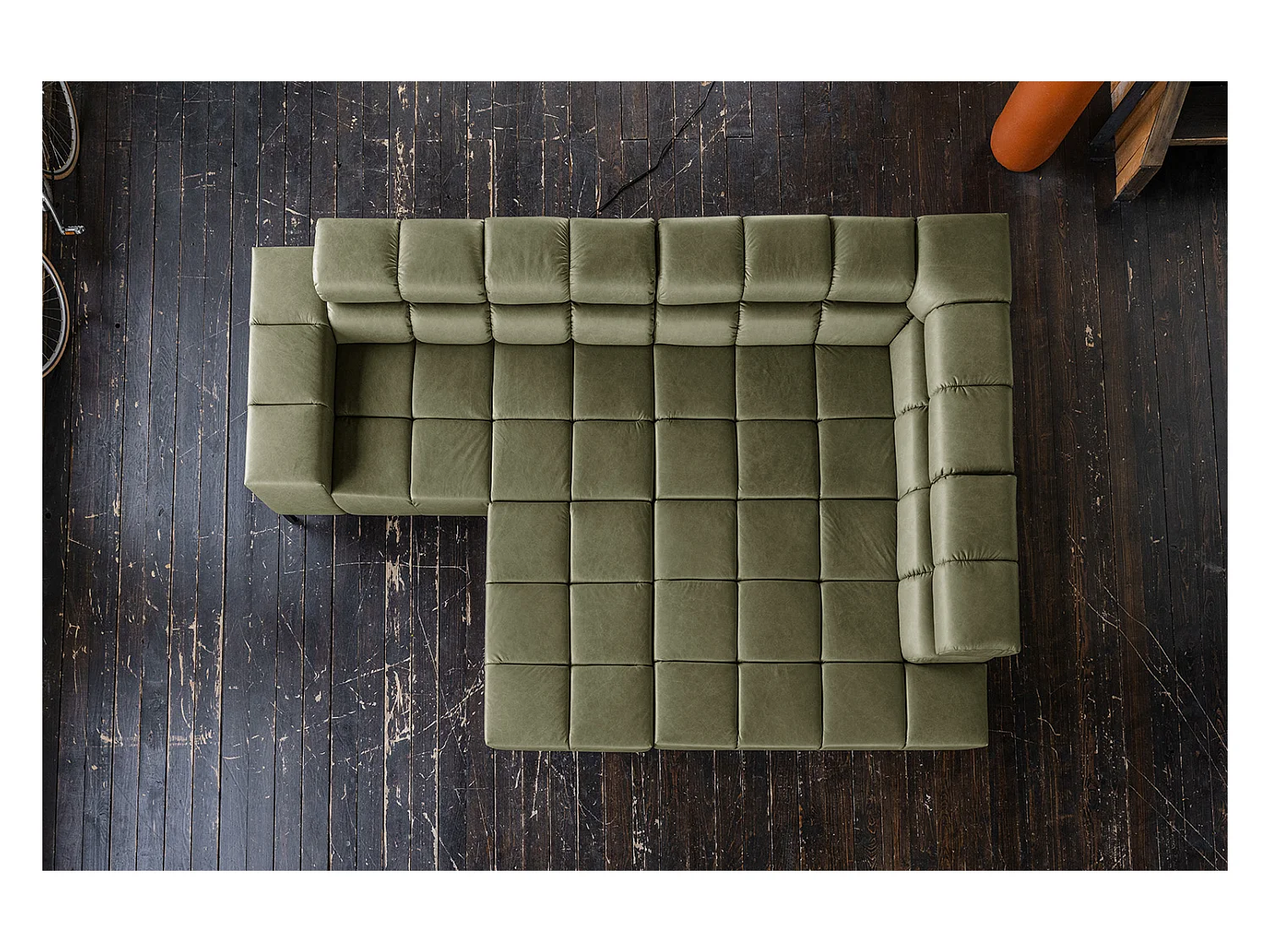 Hoekbank - Groen Leer - NELSON