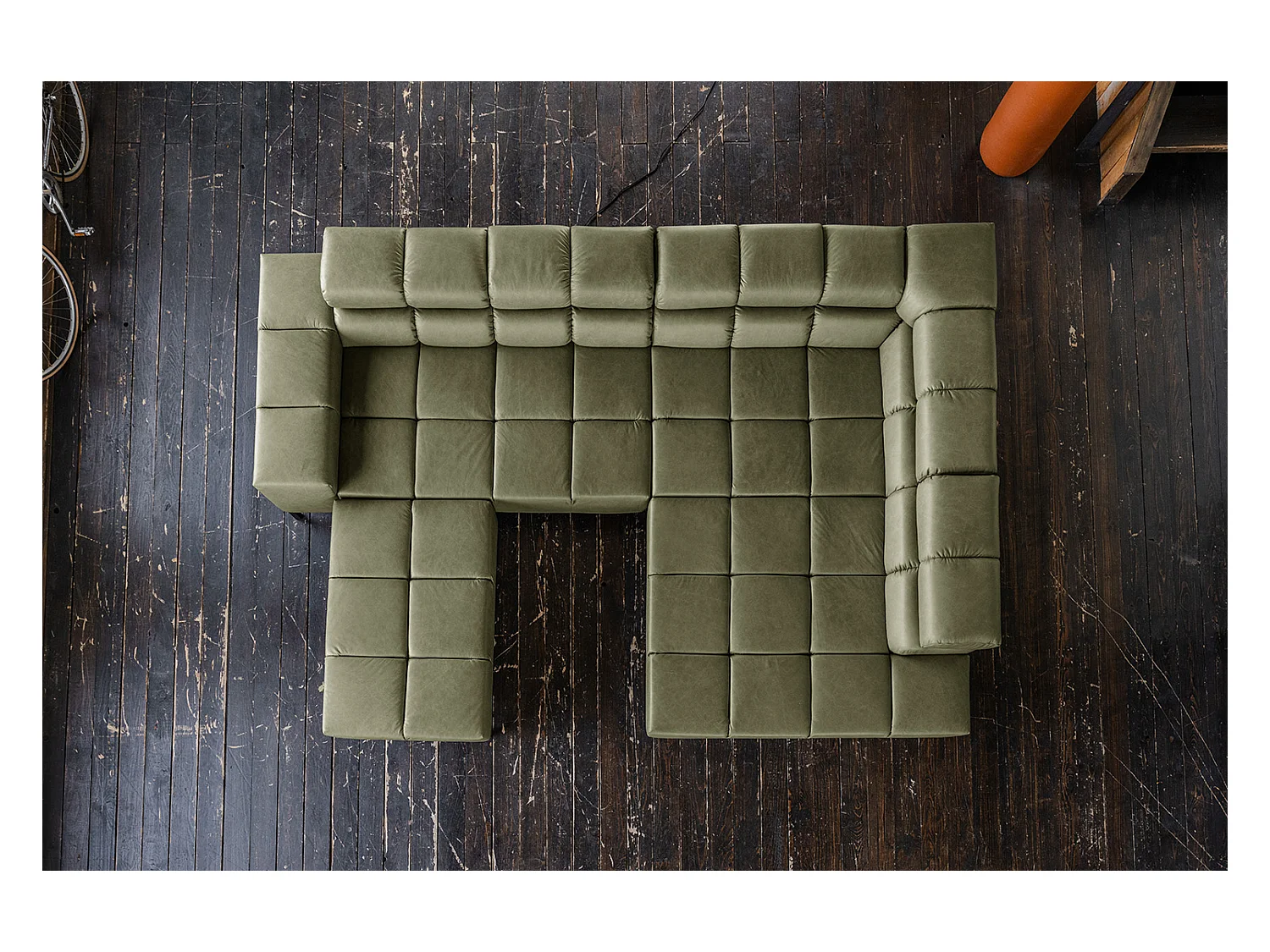 Hoekbank - Groen Leer - NELSON