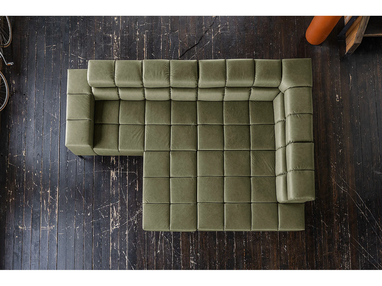 Hoekbank - Groen Leer - NELSON