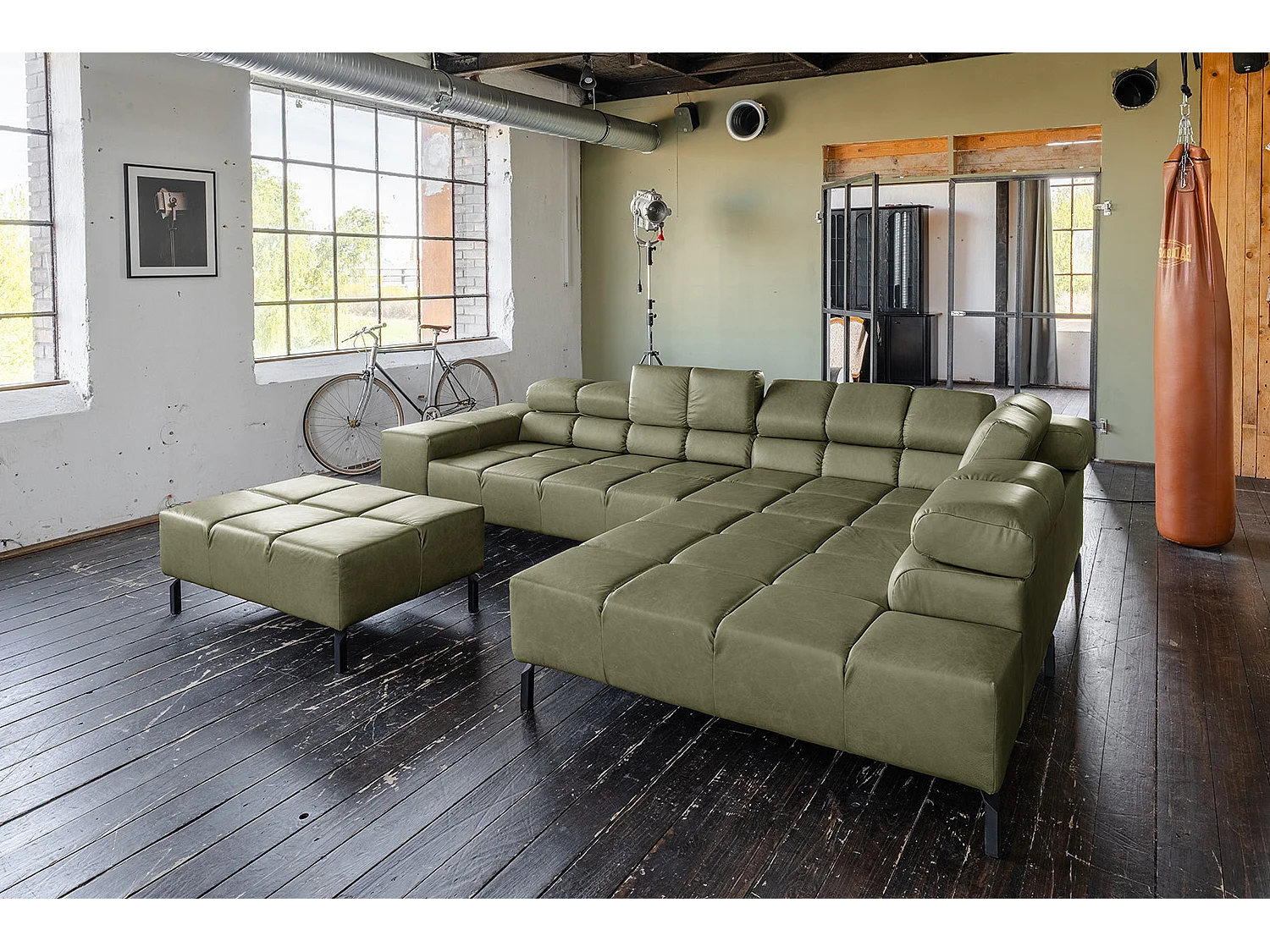 Ecksofa - Grün Leder - NELSON