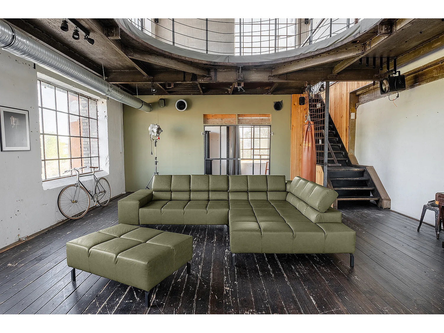 Ecksofa - Grün Leder - NELSON