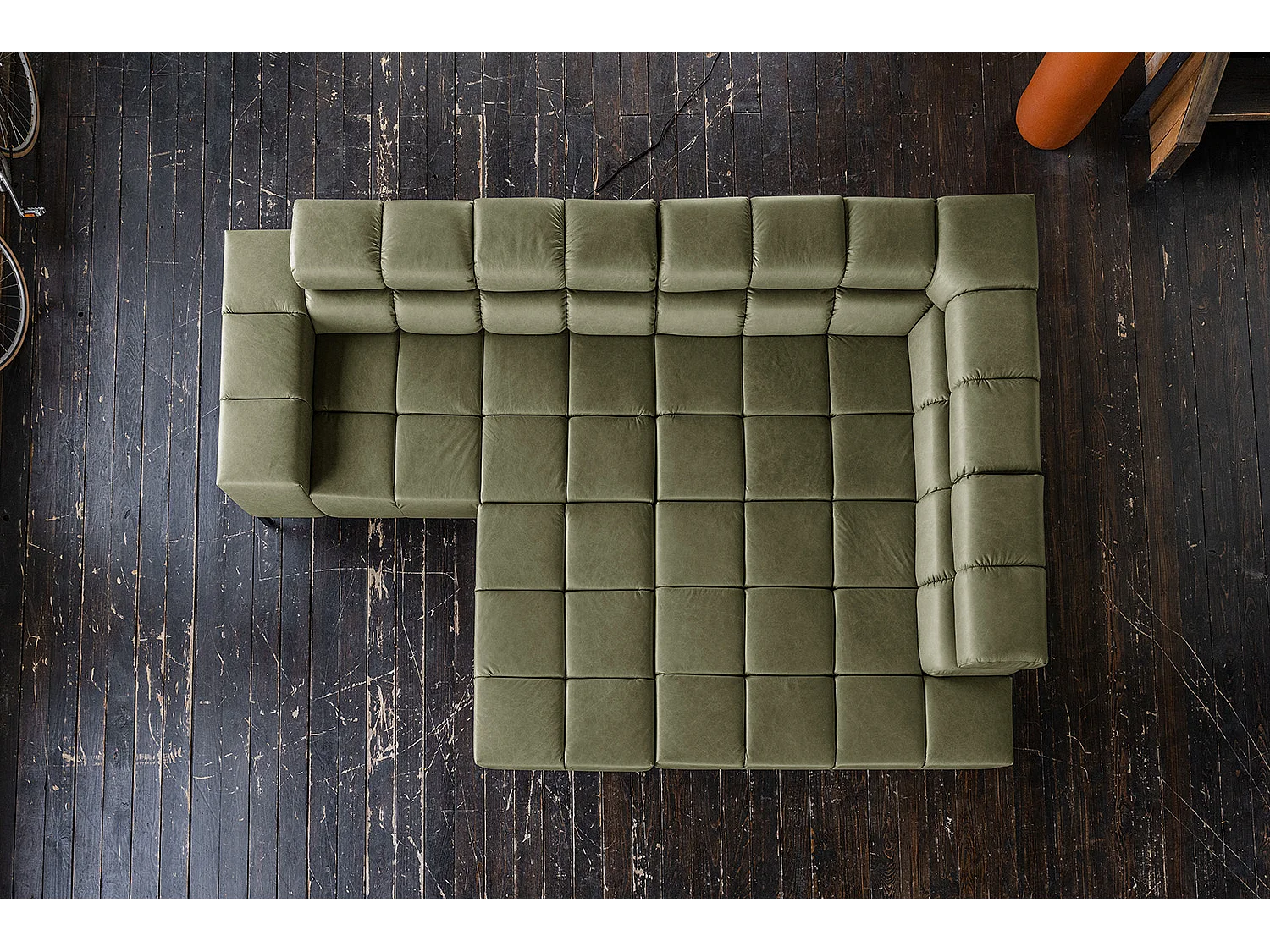 Ecksofa - Grün Leder - NELSON