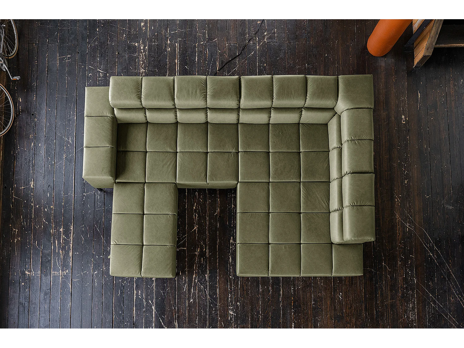 Ecksofa - Grün Leder - NELSON