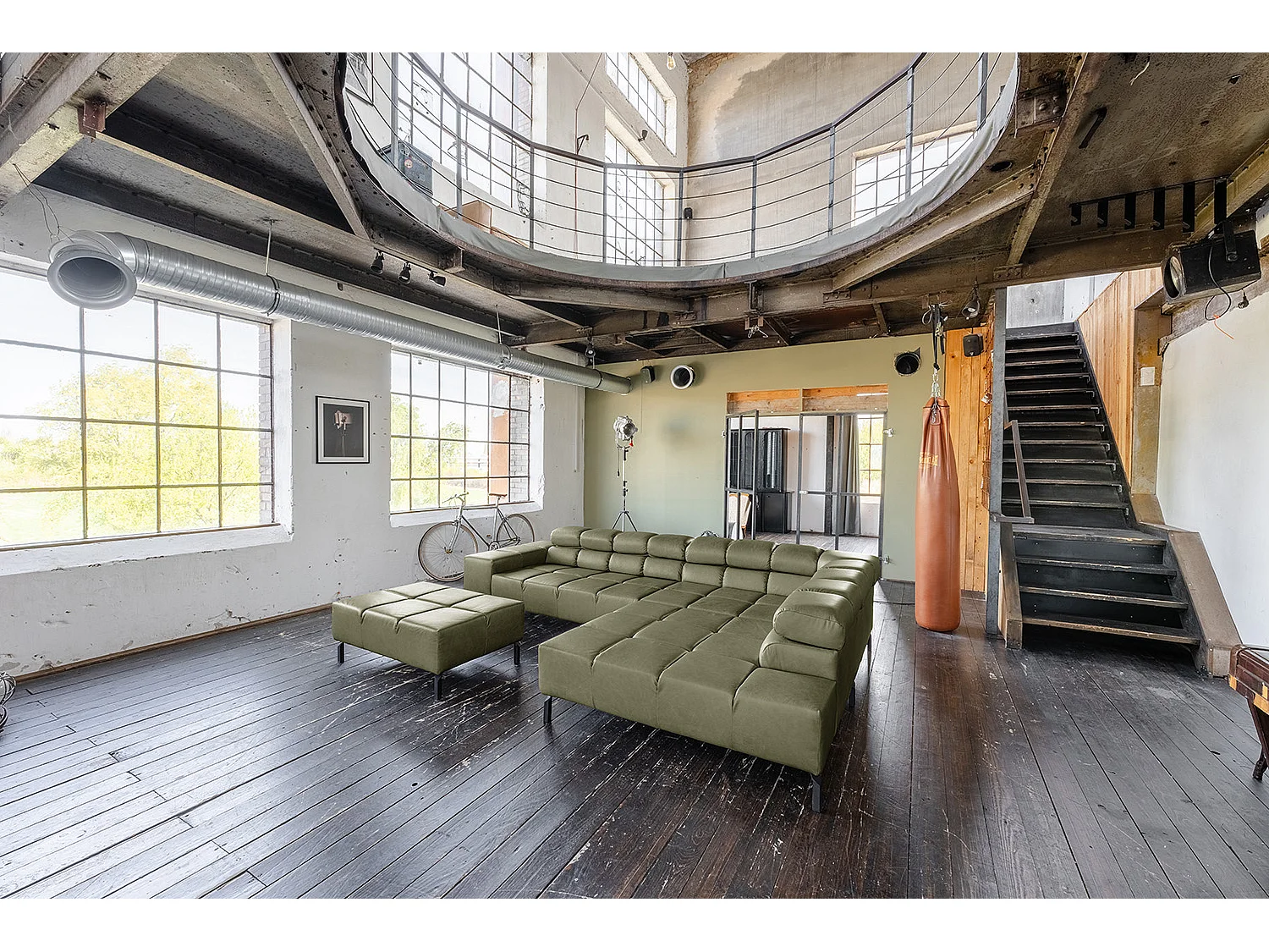 Hoekbank - Groen Leer - NELSON