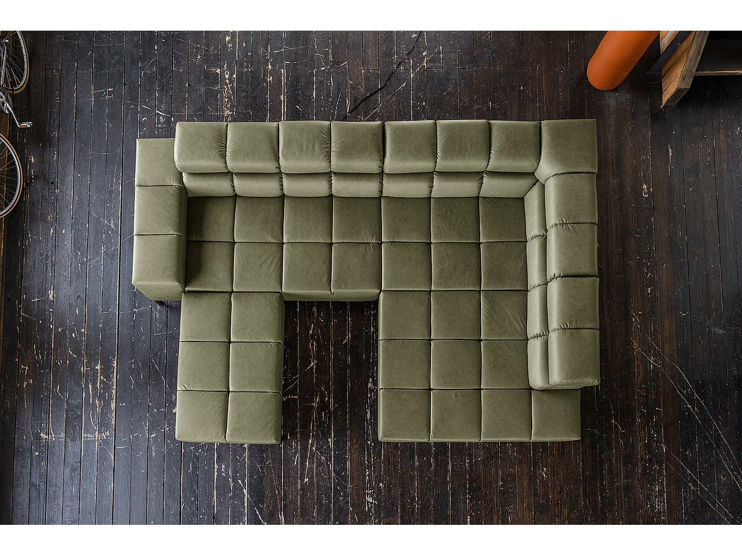 Hoekbank - Groen Leer - NELSON