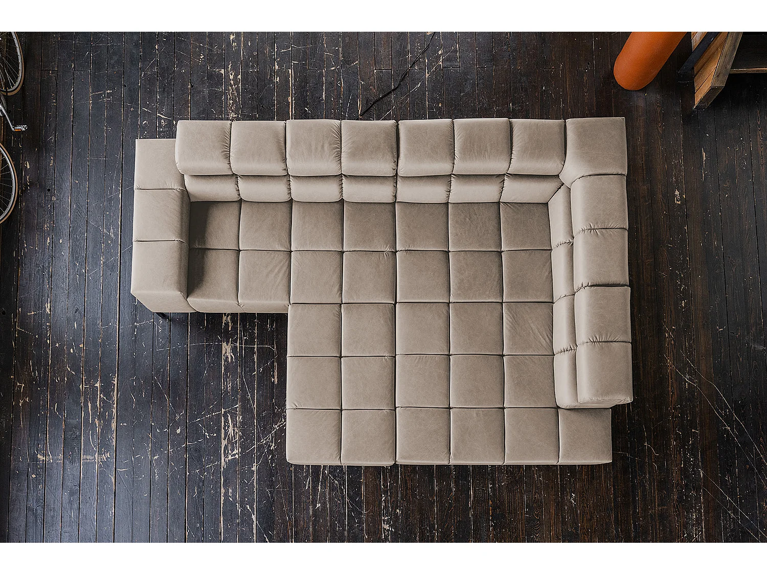 Hoekbank - Grijs Leer - NELSON