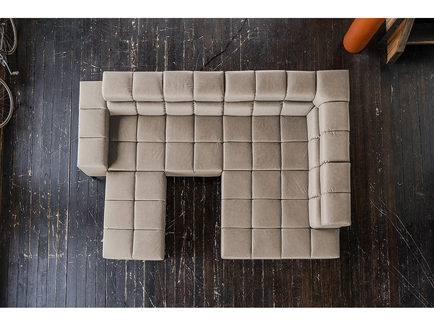 Hoekbank - Grijs Leer - NELSON