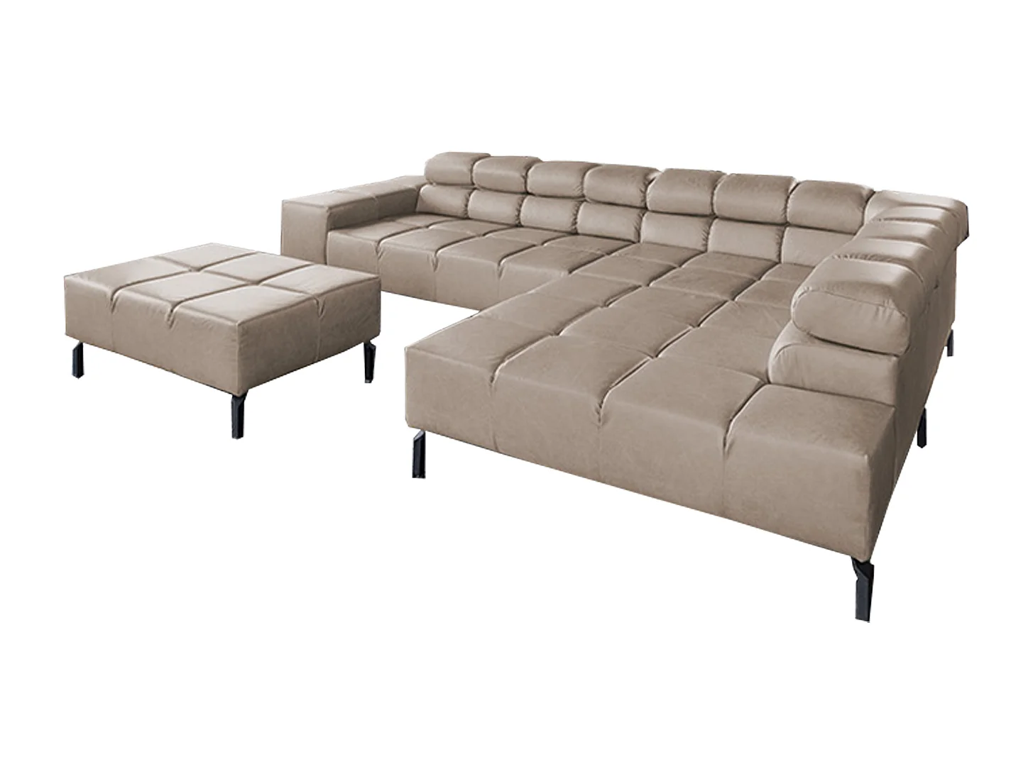 Ecksofa - Grau Leder - NELSON