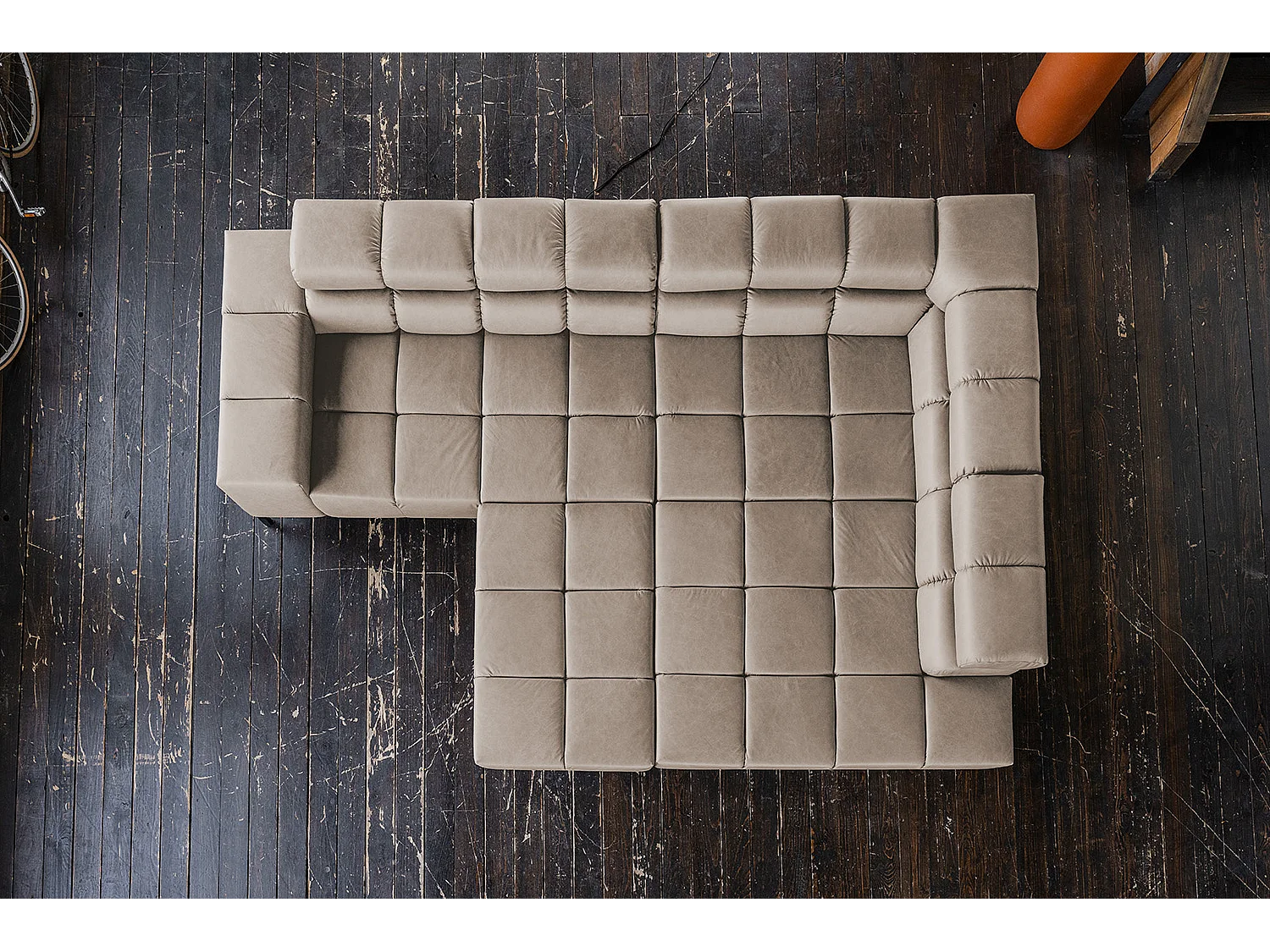 Ecksofa - Grau Leder - NELSON