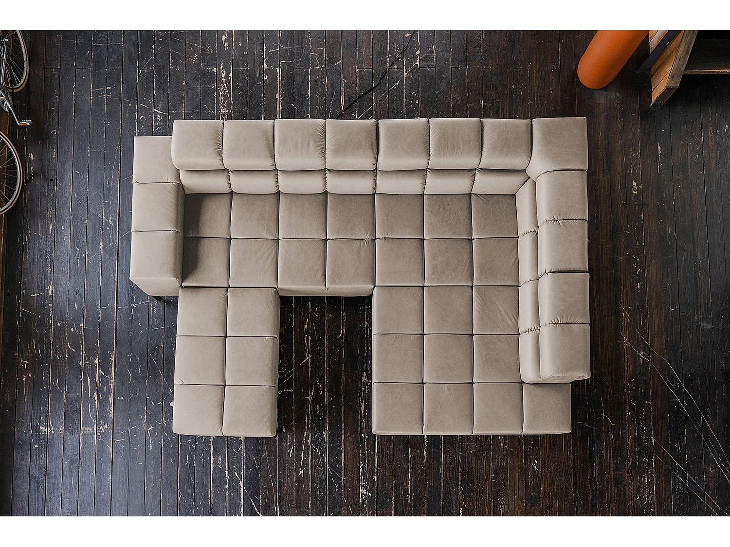 Ecksofa - Grau Leder - NELSON