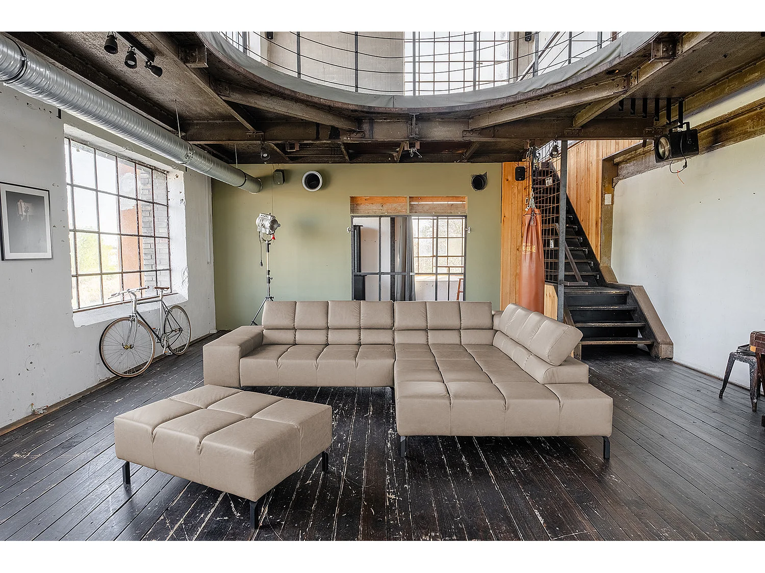 Sofá esquinero - Gris piel - NELSON