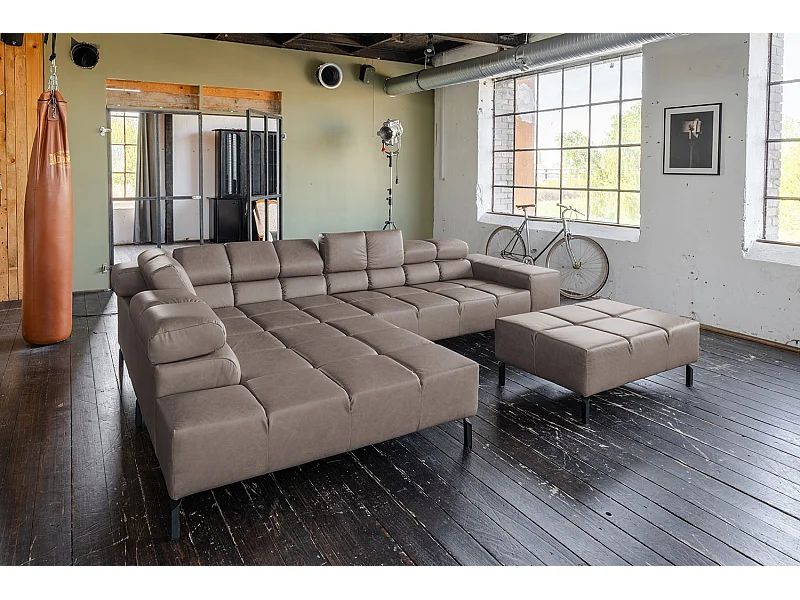 Hoekbank - Donkerbruin Leer - NELSON