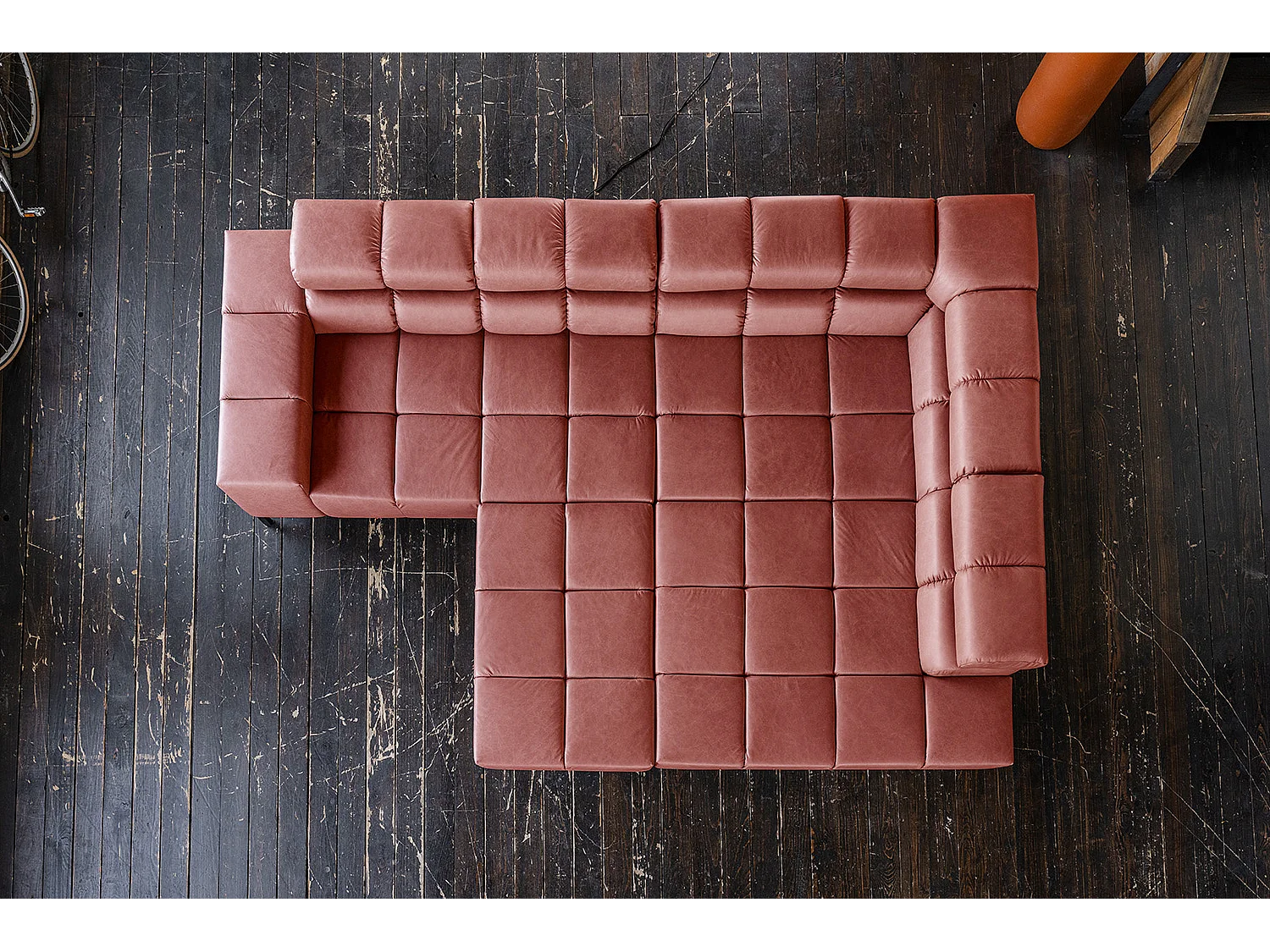 Sofá esquinero - Rojo piel - NELSON