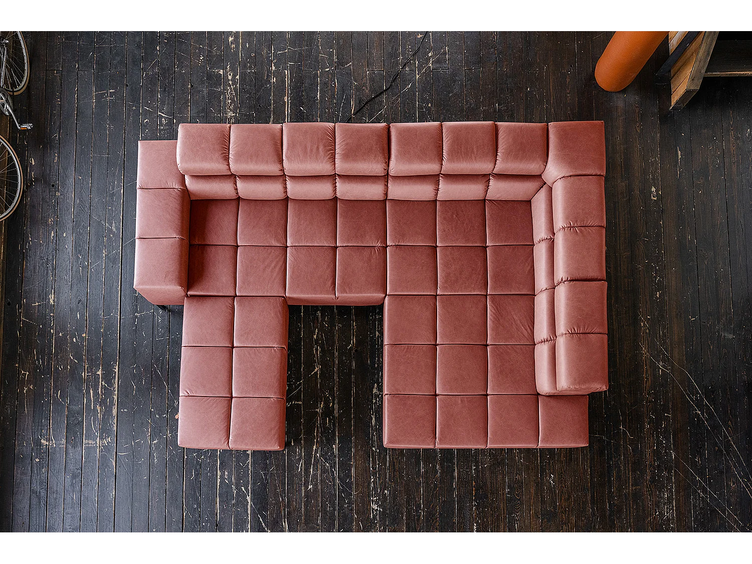 Sofá esquinero - Rojo piel - NELSON