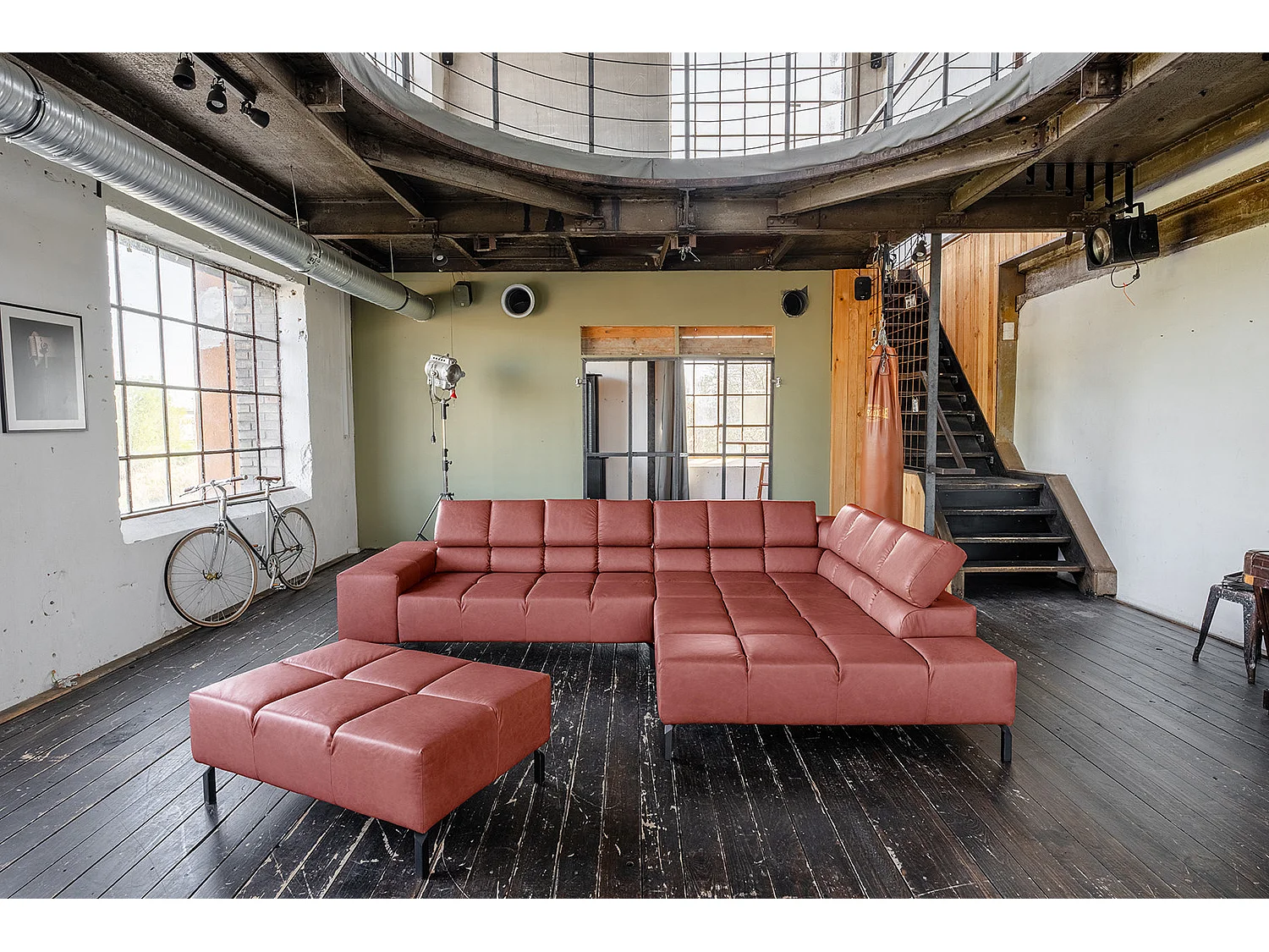 Hoekbank - Rood Leer - NELSON