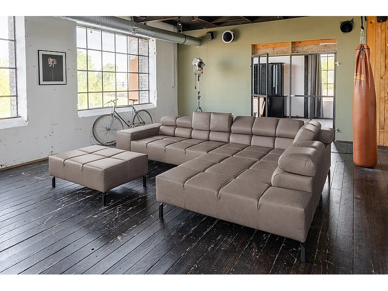 Ecksofa - Dunkelbraun Leder - NELSON