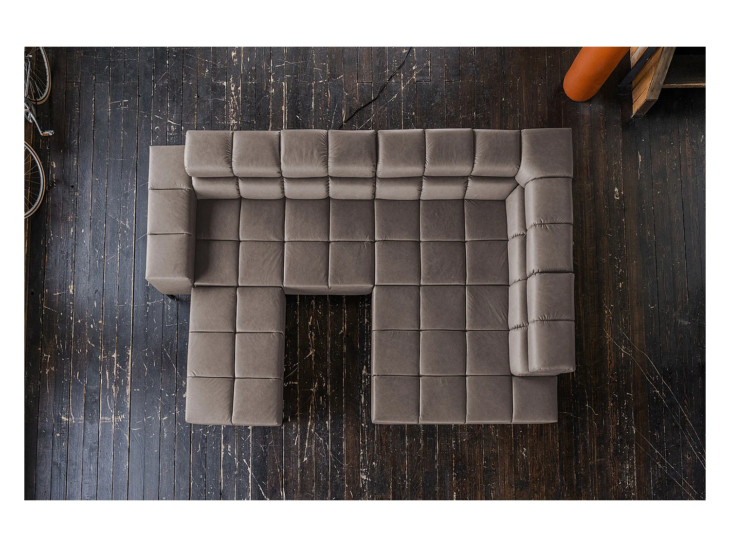 Hoekbank - Donkerbruin Leer - NELSON