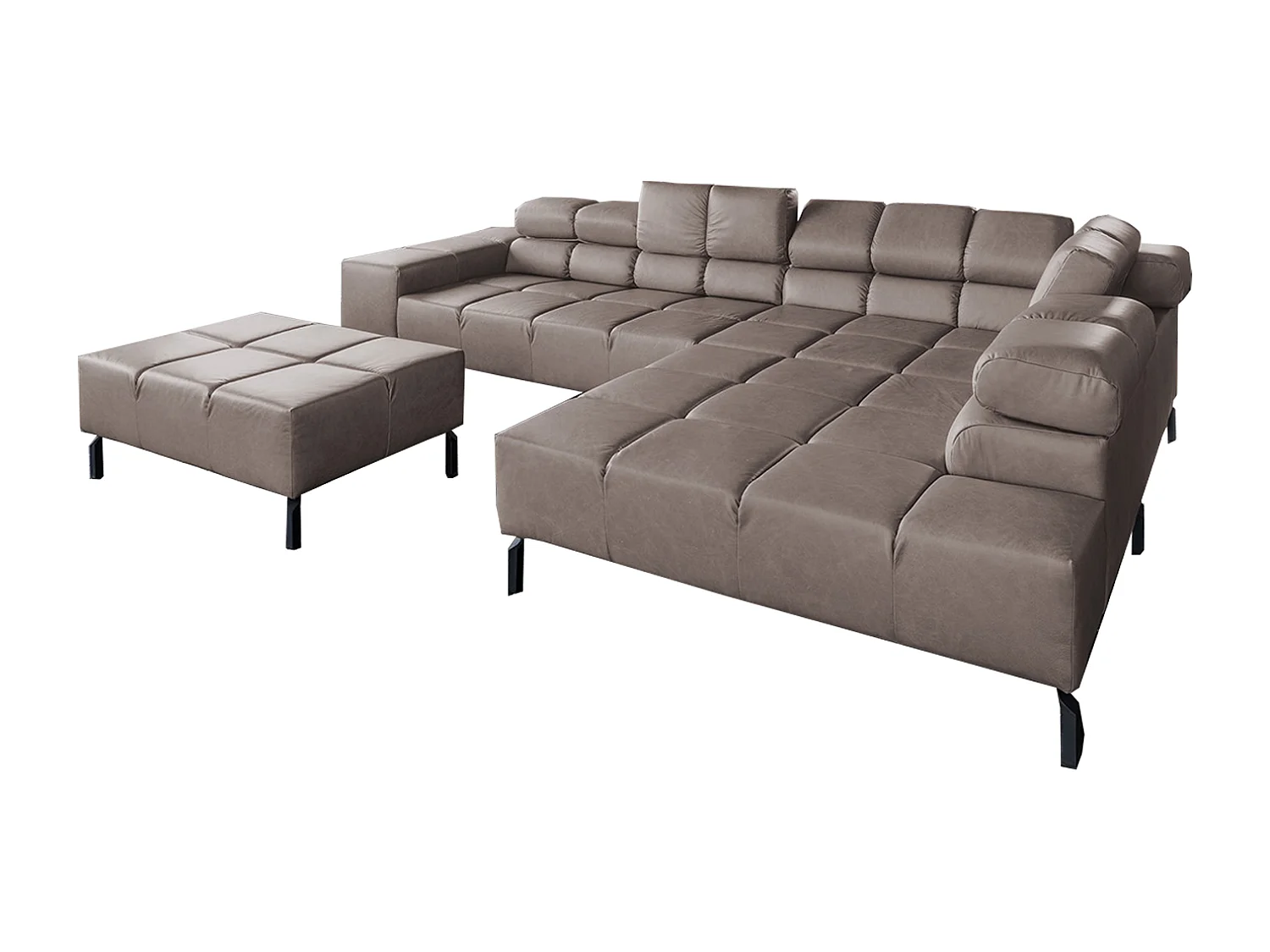 Ecksofa - Dunkelbraun Leder - NELSON