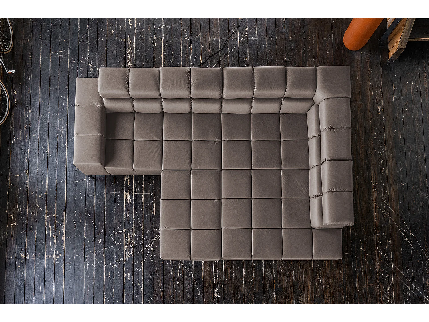 Ecksofa - Dunkelbraun Leder - NELSON