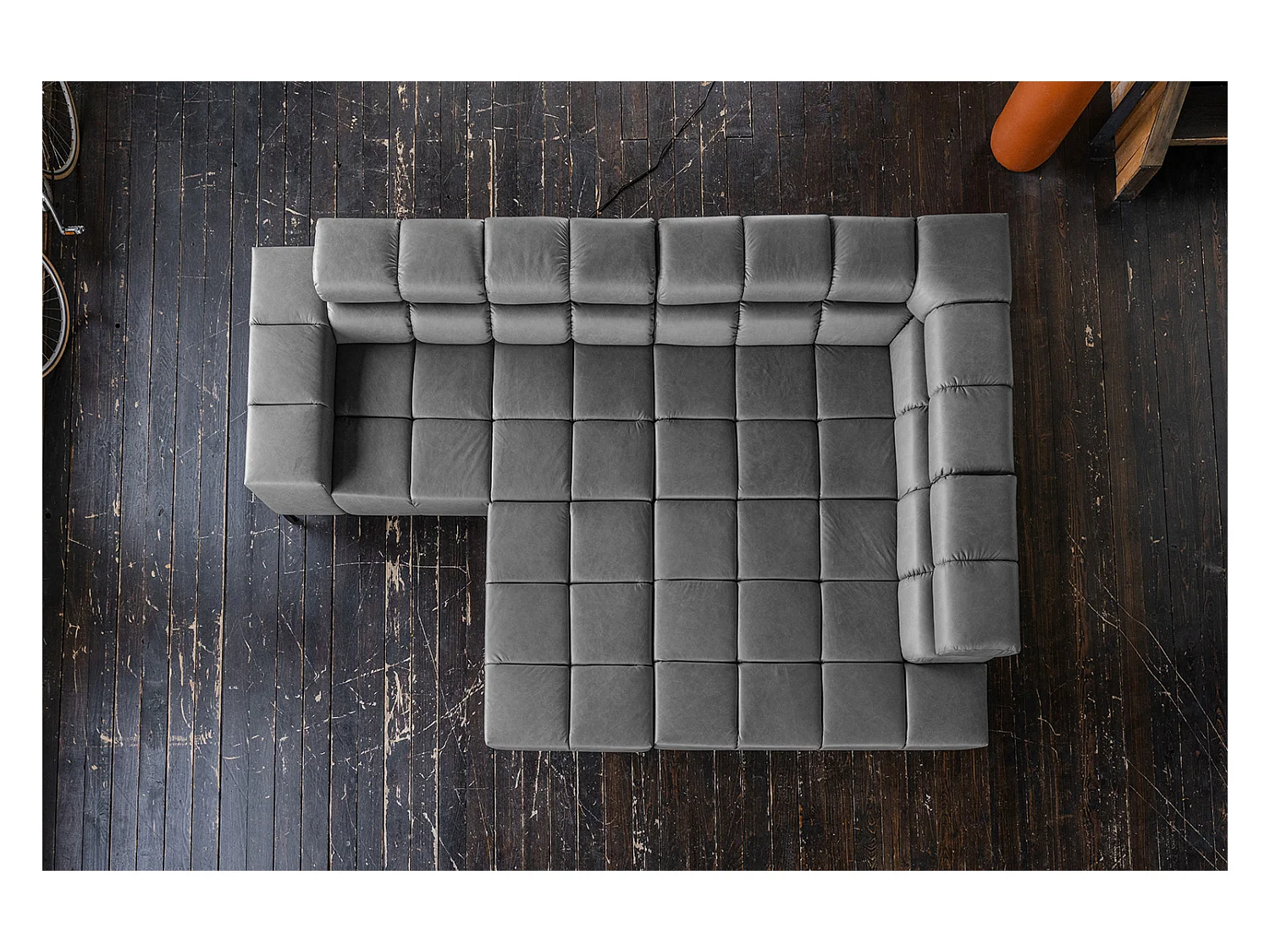 Sofá esquinero - antracita piel - NELSON