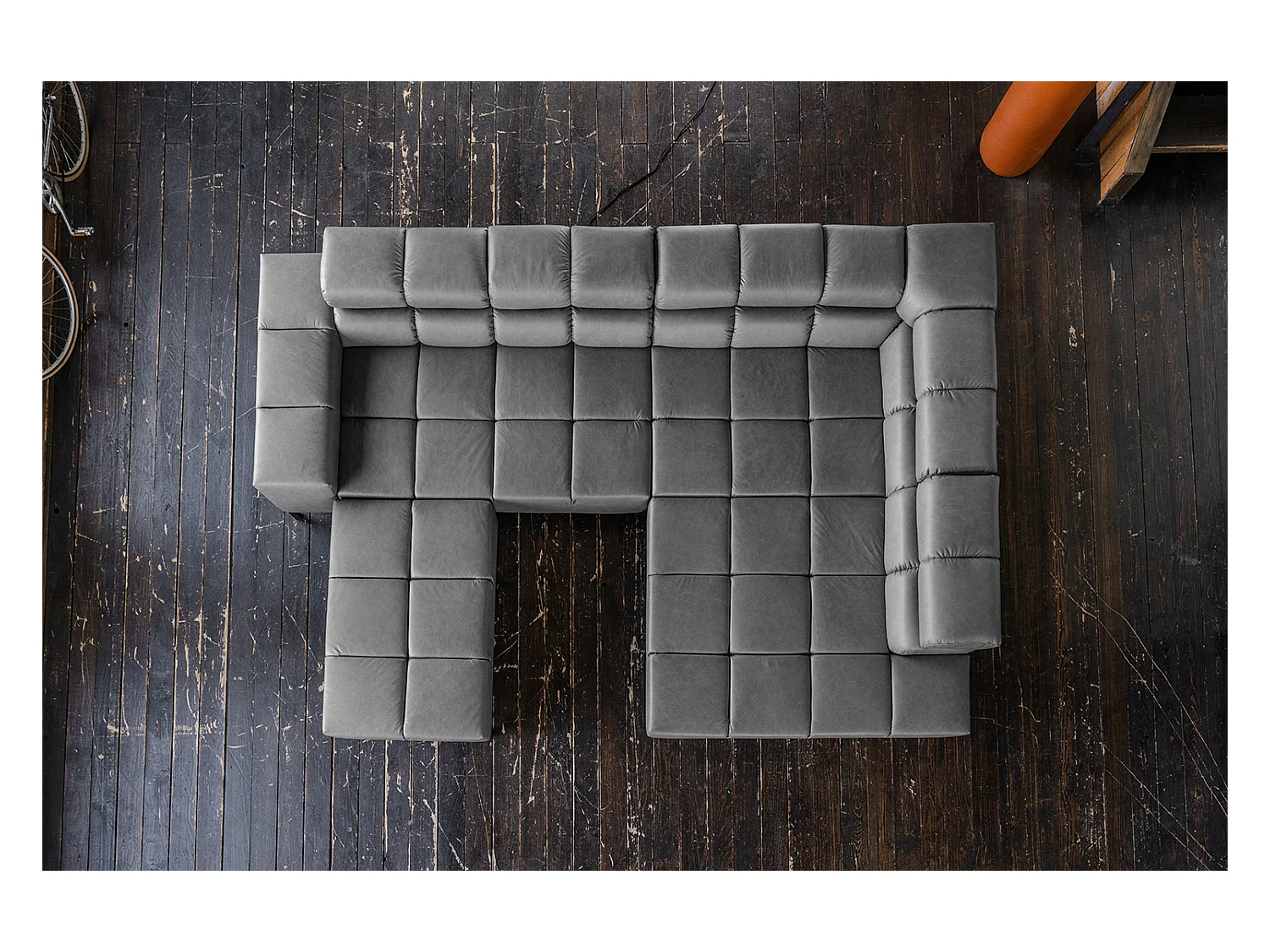 Sofá esquinero - antracita piel - NELSON