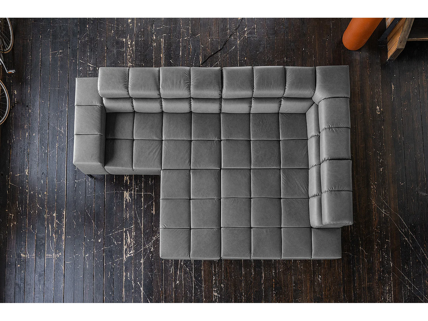 Sofá esquinero - antracita piel - NELSON