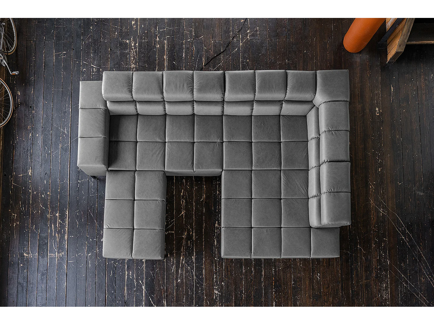 Sofá esquinero - antracita piel - NELSON