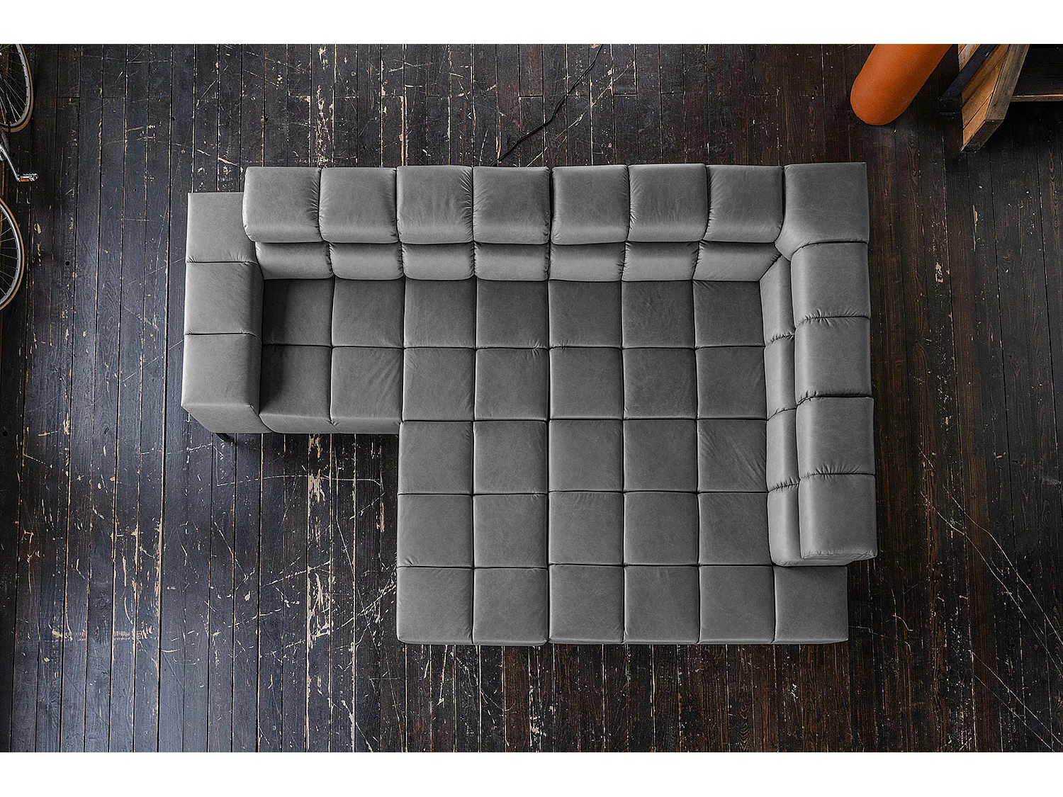 Ecksofa - Anthrazit Leder - NELSON