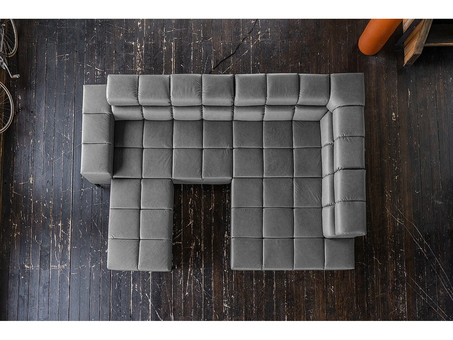 Ecksofa - Anthrazit Leder - NELSON