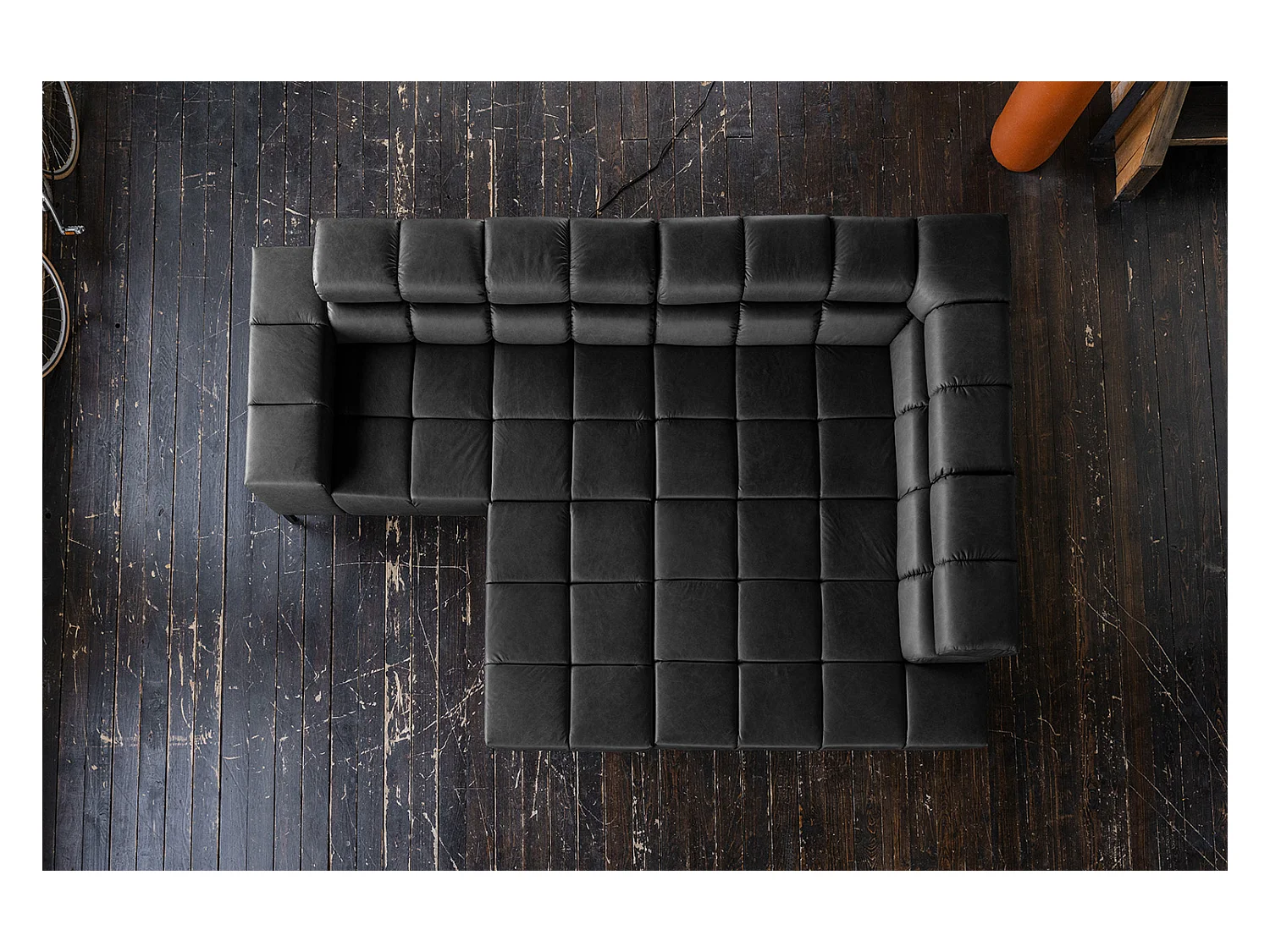 Hoekbank - Zwart Leer - NELSON