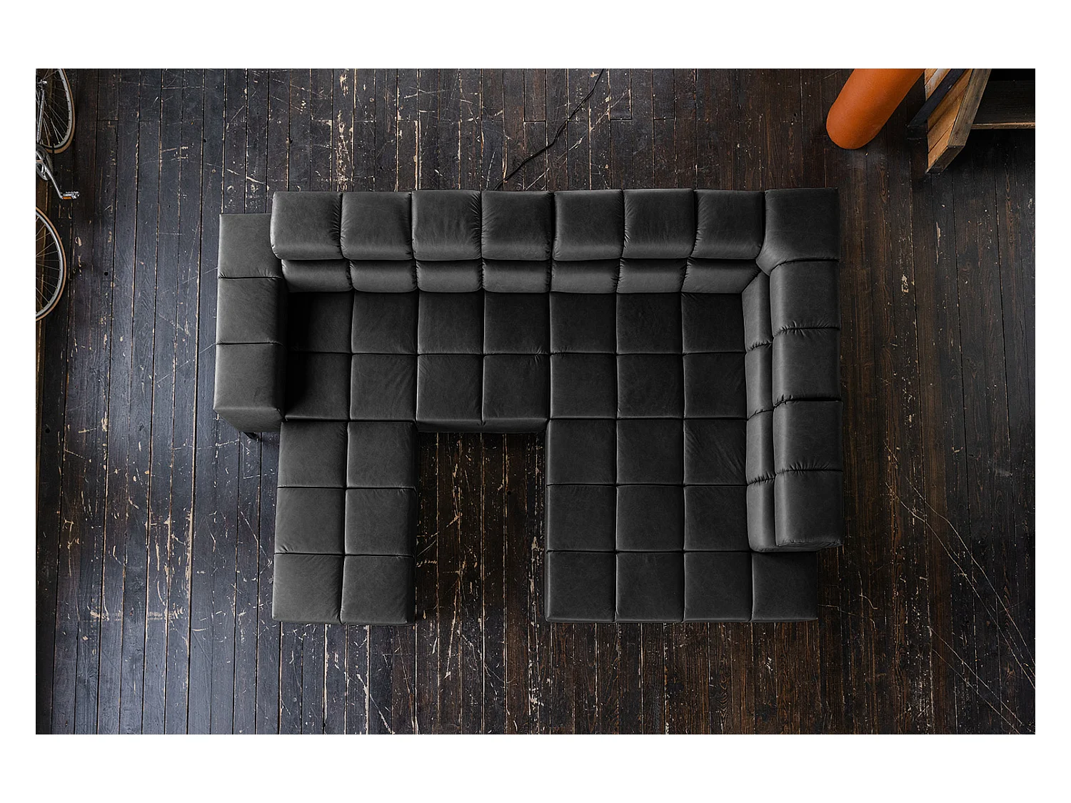 Hoekbank - Zwart Leer - NELSON