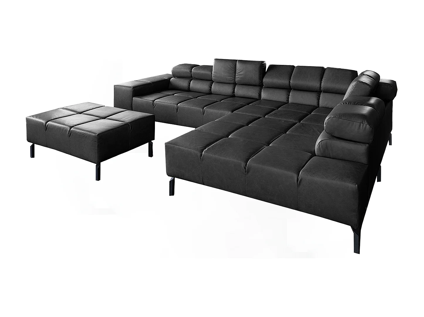 Hoekbank - Zwart Leer - NELSON