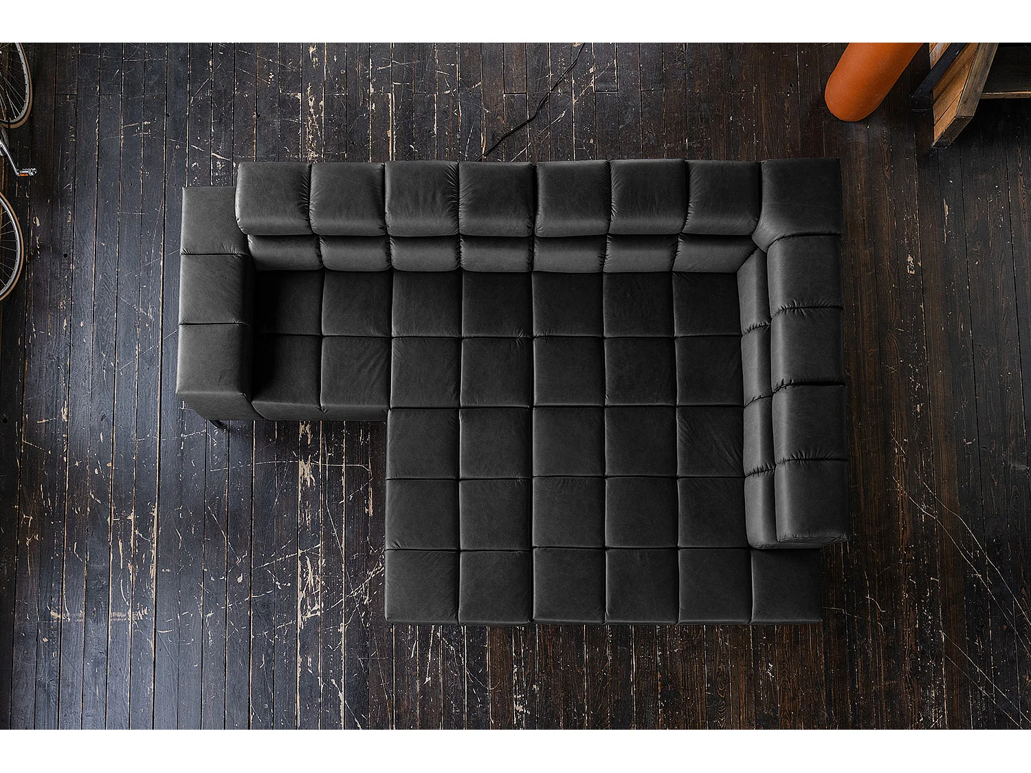 Hoekbank - Zwart Leer - NELSON