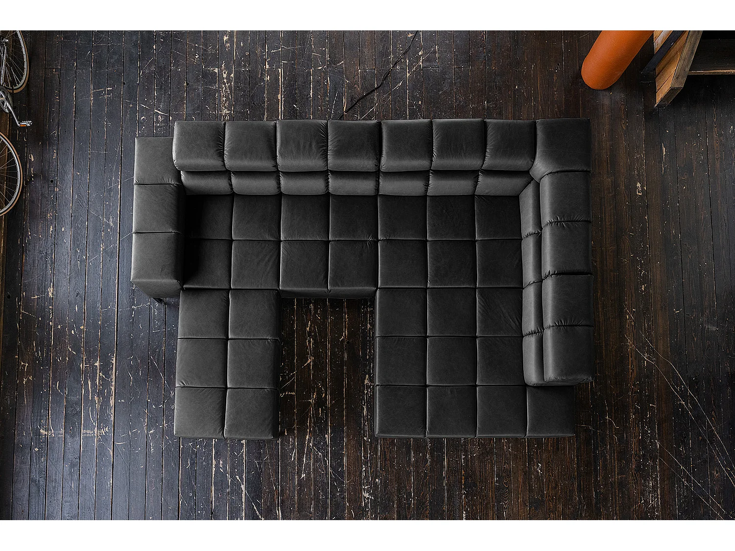 Hoekbank - Zwart Leer - NELSON