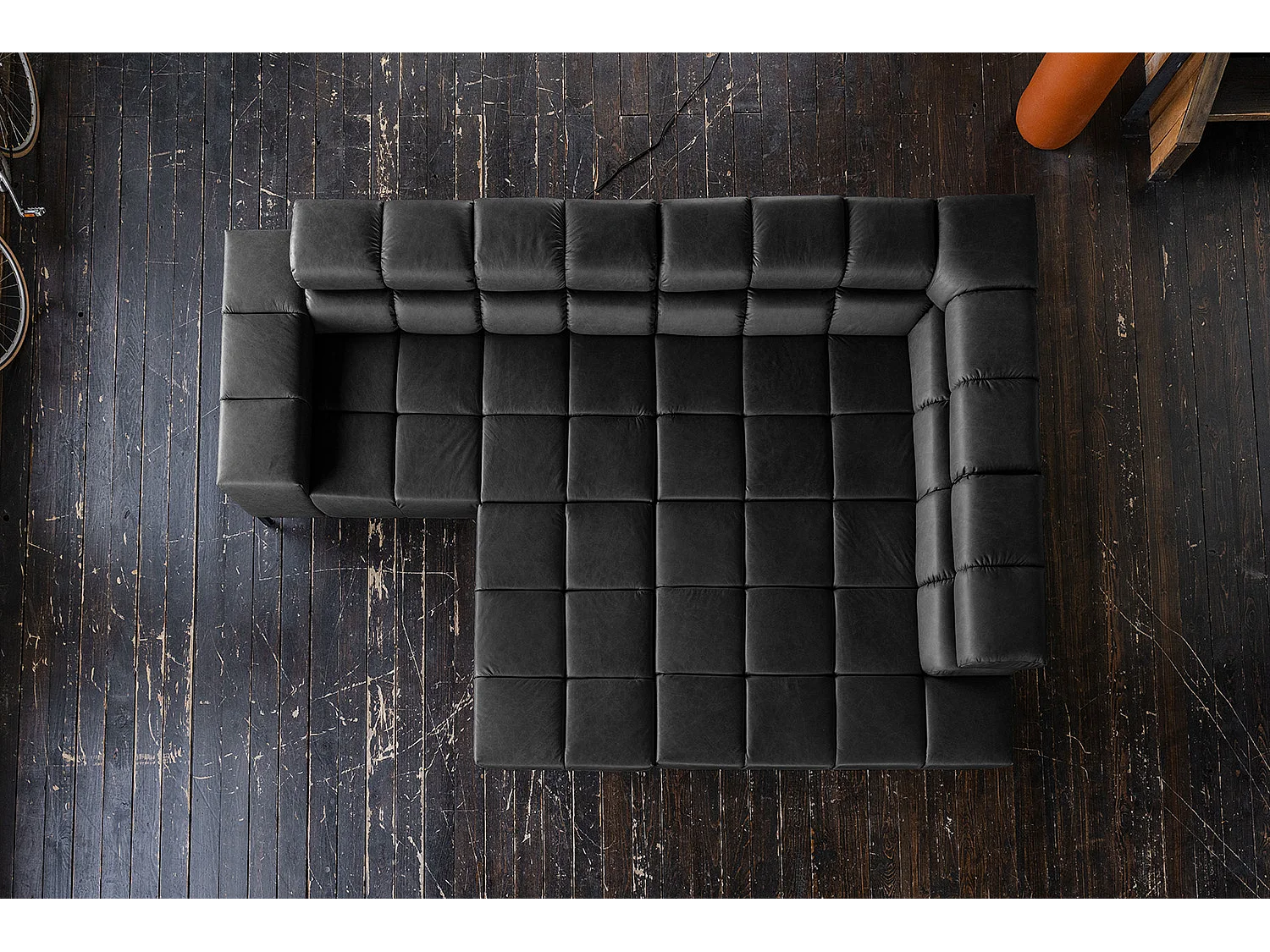 Divano angolare - Nero pelle - NELSON