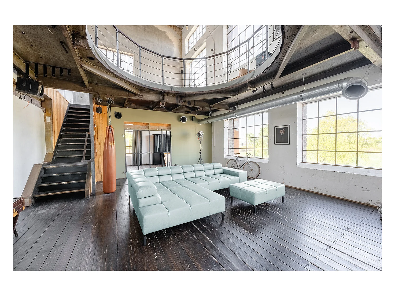 Hoekbank - Lichtblauw Leer - NELSON