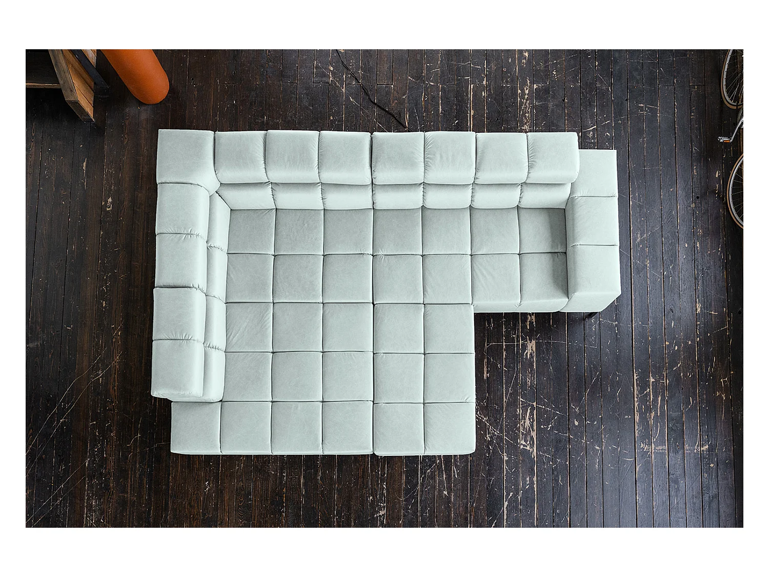 Hoekbank - Lichtblauw Leer - NELSON