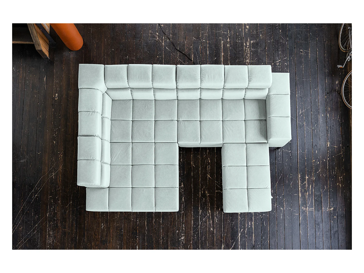 Hoekbank - Lichtblauw Leer - NELSON