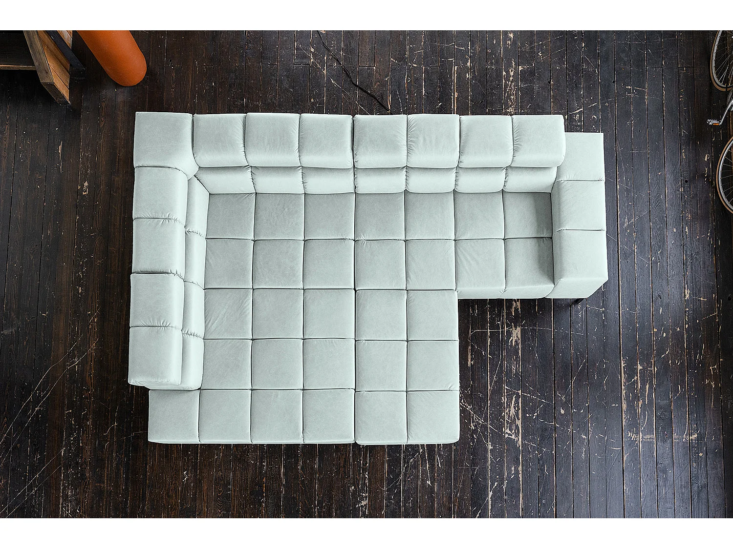 Hoekbank - Lichtblauw Leer - NELSON