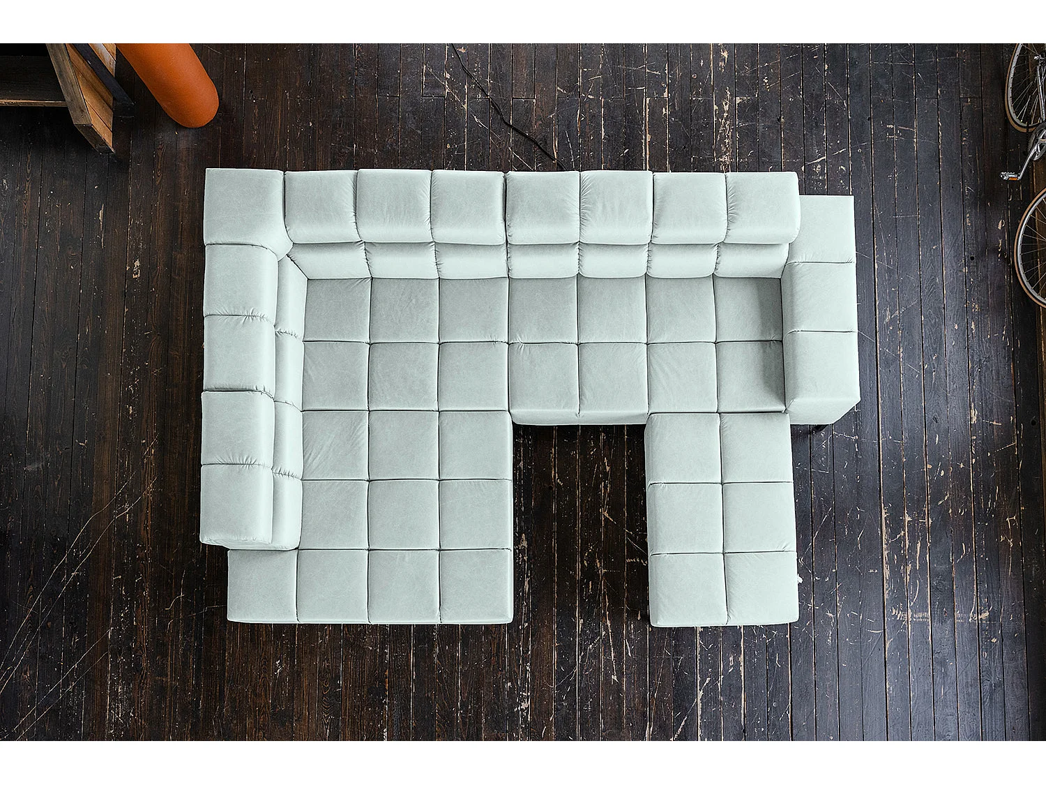 Hoekbank - Lichtblauw Leer - NELSON